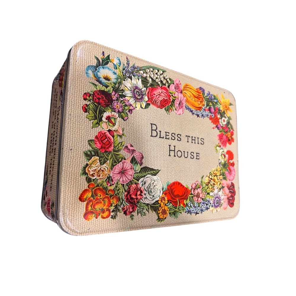 Vintage Original CARRS Assorted Biscuit Tin Floral Tapestry Bless This House